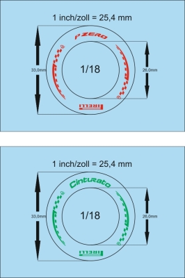 Reifenbeschriftungen 26-1 Pirelli Formel 1 1/18 Naßschiebebild Decal 136x93mm