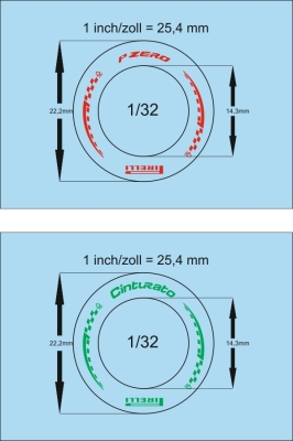 Reifenbeschriftungen 26-1 Pirelli Formel 1 1/32 Naßschiebebild Decal 82x64mm