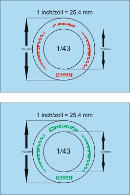 Tire Decal 26-1 Pirelli Formel 1 1/43 Waterslidedecals 65x49mm INTERDECAL