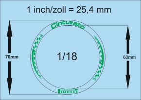 Tire Decal 26-8 Pirelli Formel 1 1/8 Waterslidedecals green 160x43mm INTERDECAL