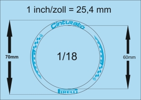 Étiquettes de pneus 26-8 Pirelli Formel 1 1/8 Décalcomanies bleu 160x43mm