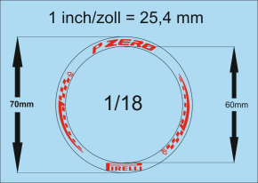 Reifenbeschriftungen 26-8 Pirelli Formel 1 1/8 Naßschiebebild Decal rot