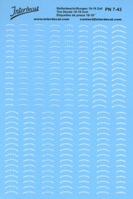 Décalcomanies De Pneus Usés INTERDECAL échelle 1/18 - 30 Motifs Aspect Usé, 120x80mm