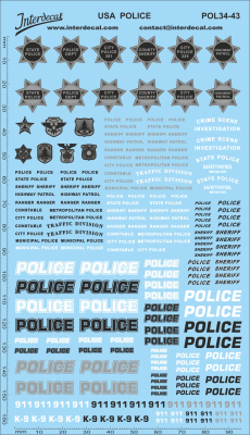Police, USA (34) 1/43 Décalcomanies 161x95mm INTERDECAL