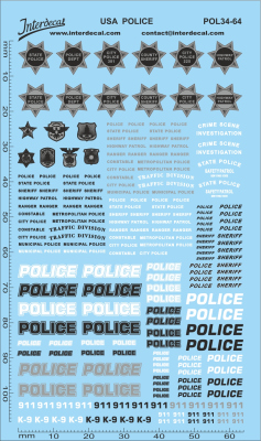 Polizei, USA (34) 1/64 Naßschiebebild Decal 108x64mm INTERDECAL