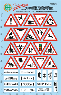 Verkehrsschilder 02 FR 1/43 Naßschiebebild Decal 120x80mm INTERDECAL