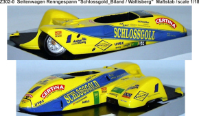 Seitenwagen Renngespann "Schlossgold Biland / Waltisberg" ohne Figuren 1/18
