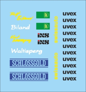 , Decals für Seitenwagen Renngespann Schlossgold inkl. Figuren decals 1/18