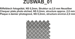Plaque à damier photogravé, 0,2mm, structure environ.2,0 mm tout monté